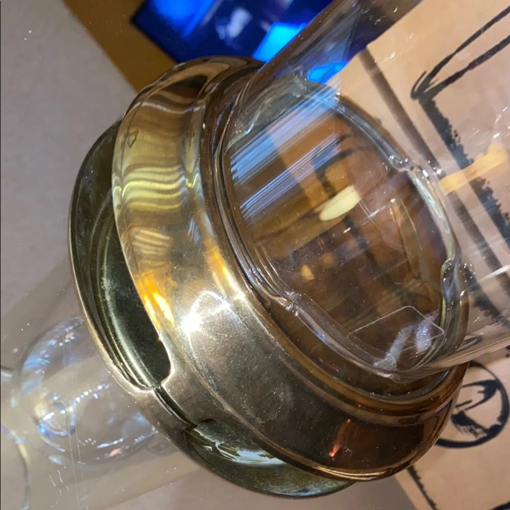 Box41 12” Wolffard Glass Oil Lamp with Brass Base in original box